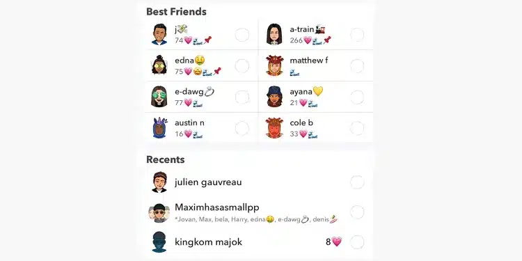 Snapchat BFF List